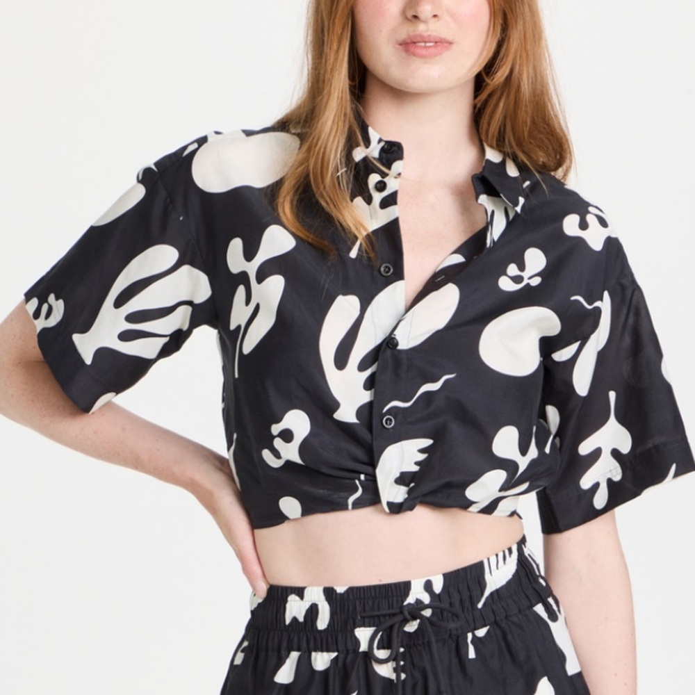 Frame Cropped Twist-Front Top - NWT!